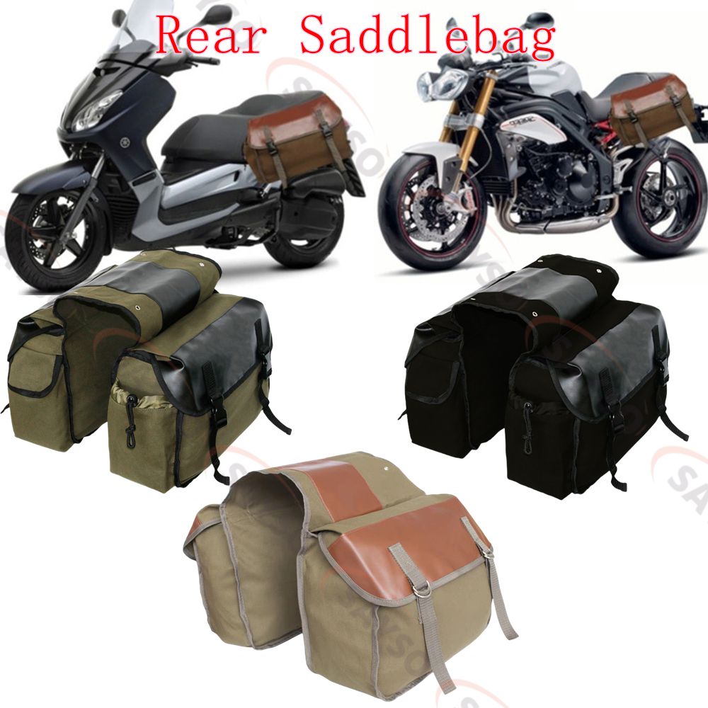 Canvas Leather Rear Saddlebag  - Motorcycle Gear Backpack recension och pris
